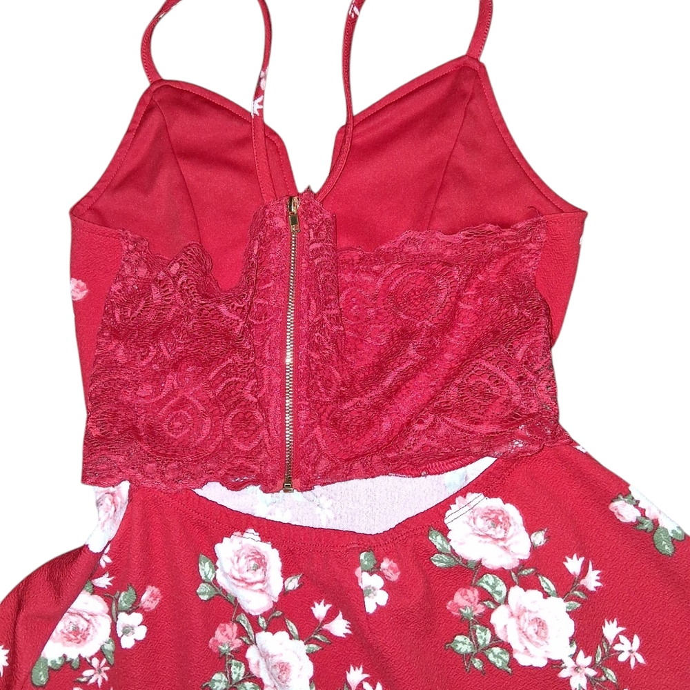 No Boundaries Red Floral Backless Dress - Picture 5 of 6